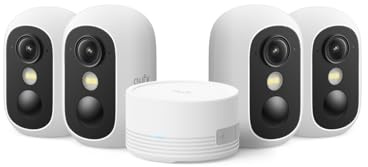 eufy eufyCam C35 (4er-Pack), Kabellose Überwachungskamera Außen & Innen, Magnetische Halterung, Farbnachtsicht, Lokaler Speicher, IP67, Gesichtserkennung, Solarpanel-Kompatibel, Ohne ABO, Weiß