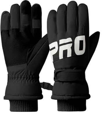 Moguxb Guantes de Esquí para Hombre y Mujer Guantes Ciclismo Guantes Snowboarding Impermeables y Antideslizantes, para Esquí, Snowboard y Senderismo (Negro, X-Large)