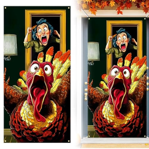 GXGM Thanksgiving Adesivo Per Porte 3D Per Porte Interne, Alla Moda Fotomurali Per Porte, Carta Da Parati Soggiorno Cucina Camerette Art Applique 80X180cm