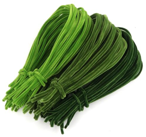 TOAOB 100 Stück Pfeifenreiniger zum Basteln 3 Verschiedene Grün 60 cm Lang | Pfeifenreiniger Overlength Biegeplüsch Basteldraht Chenilledraht, Pfeiffendraht Pipe Cleaner für Kreative DIY Projekte