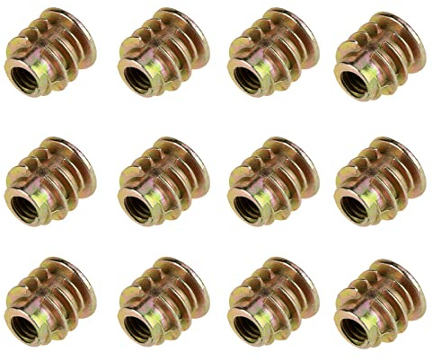 CHICIRIS 50 Stück M4 X 8 Mm Möbel-Sechskant-Antriebskopfmutter mit Gewinde, Holzeinsätze, Bolzen, Möbelschraube, Kohlenstoffstahl-Gewindeeinsätze für Holz