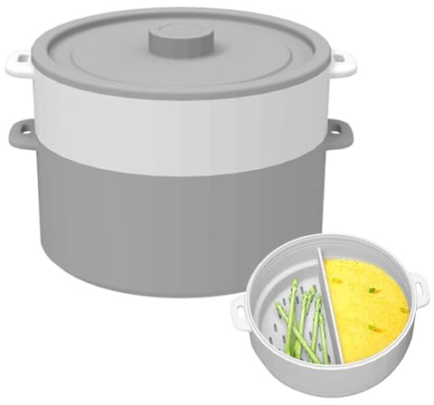 Mxshc Vaporizador De Verduras para Microondas,Silicona Doble Capa Multifuncional | Cuenco Vaporera para Cocinar Microondas | para Preparación De Comidas Almacenamiento Pasta Hogar Freidora De Aire