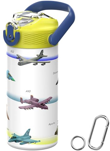 MYFOREST 400ml Isolierte Kinder-Trinkflasche, geruchsneutrale Innenschale in medizinischer Qualität, spülmaschinenfest, Namensfeld, weicher Trinkverschluss (Block Guardians: Air)
