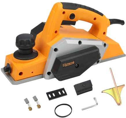Hoteche 3-1/4-Inch 6-Amp Electric Hand Planer for woodworking – High-Speed Corded Wood Planer with TCT Blade, Copper Motor, and Complete Accessory Kit