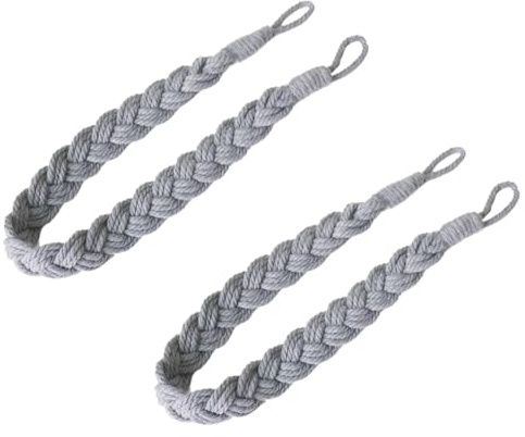 Curtain Tie Backs,Tie Backs for Curtains,Curtain Tiebacks,Ties Back,Grey Ties Back for Curtains,for Home Drapes And Decor Braided Tiebacks Holders(Grey)