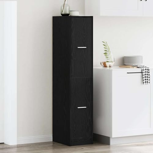 Fecpoo Apoteksskåp, träbaserade material 30 x 41 x 144,5 cm i svart ek med 4 x 5 kg lådor, dammmoptiserat för hushåll och kontor