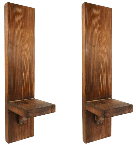 DOITOOL Candelabros de Madera para Pared, Uso Multipropósito Hogar, Estilo Elegante y Sencillo, Par de Soporte para Velas Color Café