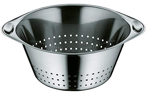 WMF Gourmet Sieb Edelstahl 24 cm, Seiher mit großen Löchern, Nudelsieb Edelstahl, Küchensieb, Cromargan Edelstahl, spülmaschinengeeignet