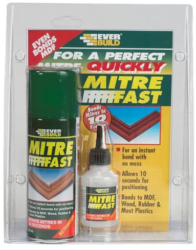 Everbuild Mitre Fast Two Part Bonding Kit – Suitable for Mitre Joints – Industrial Grade – Clear – 50g Adhesive/200ml Activator