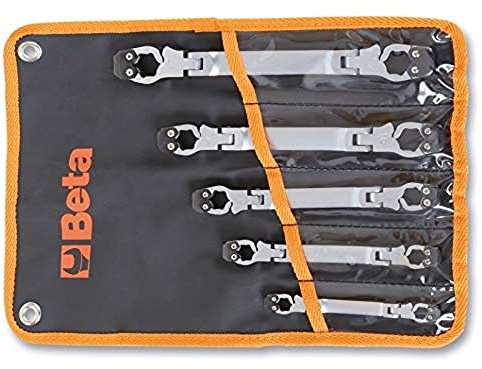 Beta 187/B5 - Serie di 5 chiavi esagonali apribili snodate in busta. ideale per raccordi di tubazione