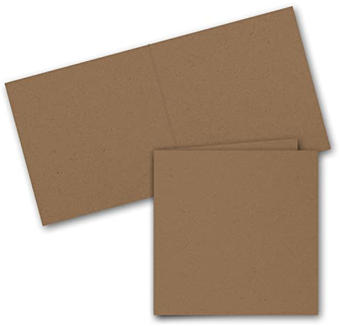 ARTOZ 25x quadratische Doppelkarten - Farbe: grocer kraft (Kraftpapier dunkelbraun) - 15,5 x 15,5 cm - doppelt - Serie Greenline