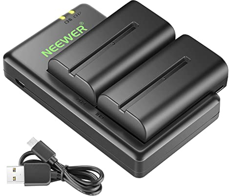 NEEWER NP-F550 Battery Charger Set Compatible with Sony, 2 Pack, Black