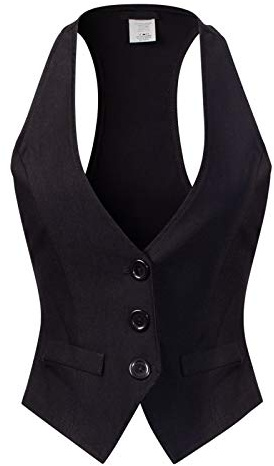 Design by Olivia Women's Dressy Casual Versatile Racerback Vest Tuxedo Suit Waistcoat Black L