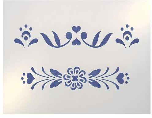Rosemaling Pattern 3 & 4 Mini Stencils - Reusable Mylar Templates for DIY Crafts, Wood Signs, Walls & Fabric - Nordic Folk Art Painting & Scandinavian Designs - The Artful Stencil