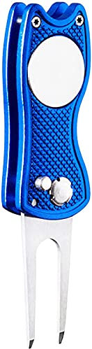FINGER TEN Golf Club Bürste Groove Cleaner Und Pitchgabel Golf Mit Ball Marker Magnetisch Set of 2 Stück,Golf Divot Repair Werkzeug1 Stück Golf Zubehör Für Herren Damen Kinder (Saphir, 1 Set)