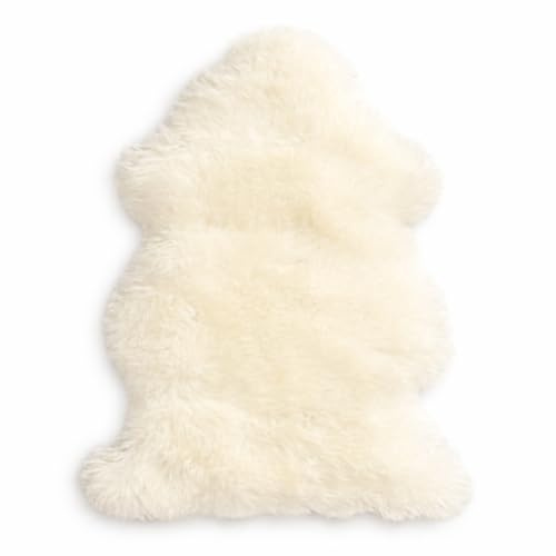Cakla Peau de Mouton Peau d’Agneau 100% Bio Douce et Confortable, idéale pour Le Salon, sous la cheminée, la Chambre à Coucher, Blanc Tondue - Taille XL 110-120 cm