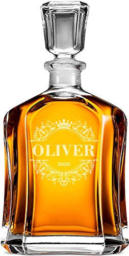 AIGAT Personalised Whiskey Decanter, Custom Engraved for Liquor Scotch Bourbon or Wine, Size 700ml / 23.75 Oz