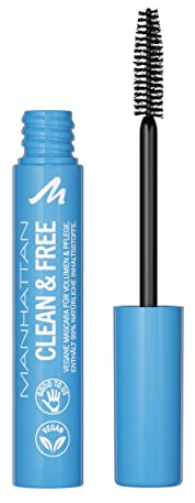 Manhattan Clean & Free Mascara Fb. 1010N Black – närande vattentät mascara, vegan, 7 ml