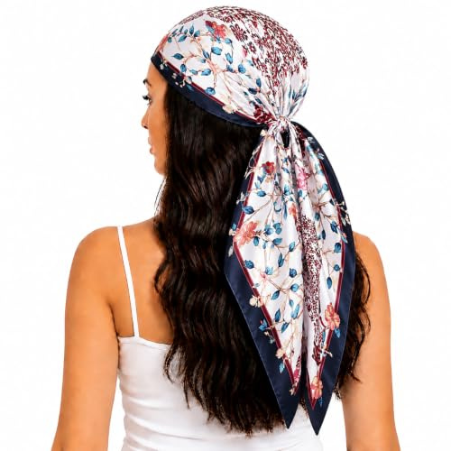 FAIRYGATE Damen Quadratischer Schal Satin Kopftuch Bandanas Haarschal Schal für Damen 90x90cm 76