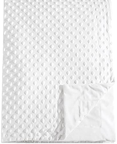david's kids Minky Coperta per bambini e bambine, neutra, morbida e leggera, in micropile a doppio strato, retro punteggiato, traspirante, per neonati, 76 x 101 cm, bianco