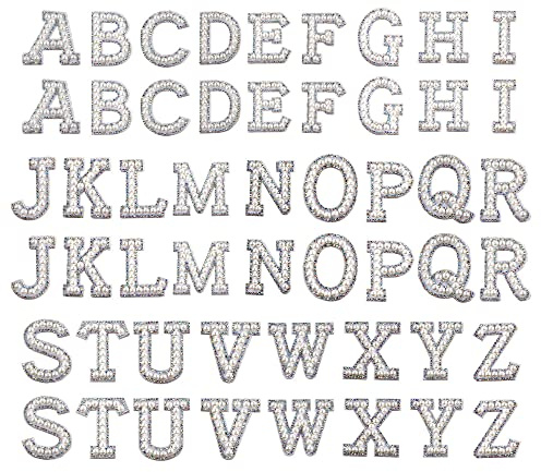 Modixun Aufnäher zum Aufbügeln, Buchstaben, Perlen, Strass, glitzernd, Alphabet, A-Z, zum Aufbügeln, Applikationen für Stoff, Stoff, Tasche, Stil A, 52 Stück