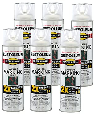 Rust-Oleum 266594-6PK Professional 2X Distance Inverted Marking Spray Paint, Clear, 15 Ounce (Pack of 6)