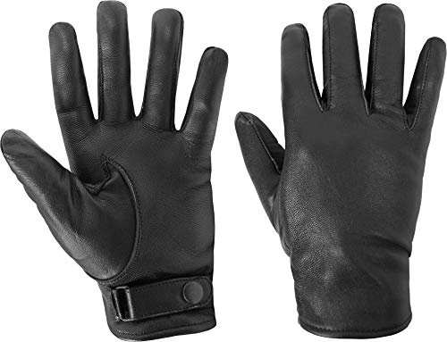 normani BW Lederhandschuhe gefüttert mit Druckknopfverschluss Farbe Dunkelschwarz Größe XXL