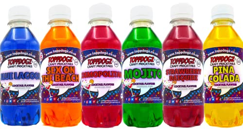 ToppDogz |Cocktail Syrup|Slush|for Ninja slushie |slush puppy|Snowcones|Glycerol Free|Makes upto 6 litres of Pre mixed Ready to Drink mocktails at home|6x 250ml bottles|