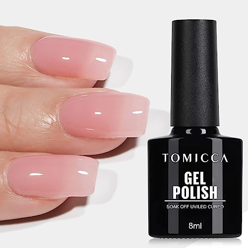 TOMICCA Vernis Semi Permanent Rose Clair, 8ml Soak Off UV LED Vernis Gel Semi Permanent Rose pour Nail Art Gel French Manucure