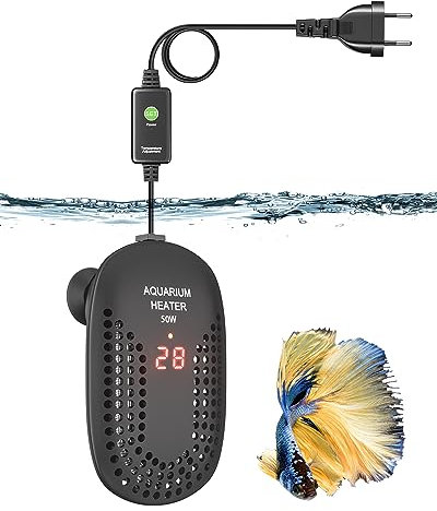 DoRight 50W Aquarium Heizung 50L Ultra Heizung Aquarienheizung mit Thermometer Intelligente Digitale LED Temperaturanzeige, Übertemperaturschutz, Externer Temperaturregler, Thermostat für Betta