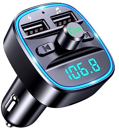 Transmisor FM Bluetooth para coche, adaptador de cargador de coche USB dual, pantalla libre inalámbrica, receptor LED Ca, radio