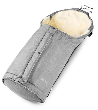 Fellhof HOCHSÖLDEN Kinderwagenfellsack black-melange | 40/45 x 86/106 cm | Merino Lammfell | größenverstellbar | wind- und wasserabweisend mit Magnetverschlus