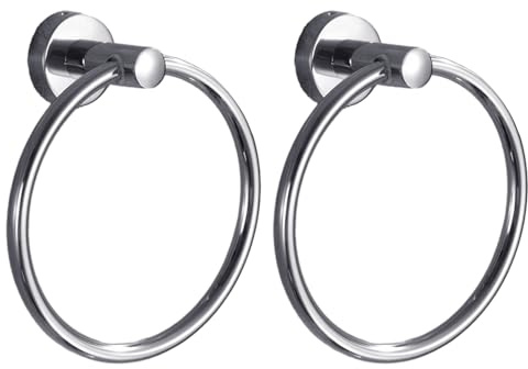 2 Stück Edelstahl hängende Ringe, Badetuch hängende Ringe, Metall Handtuchhalter, Badezimmer Wand hängend, Runde Lagerung hängende Ringe für Bad, Küche.