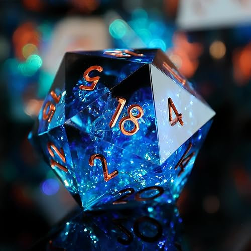 DND Würfel Set 7pcs D4 D6 D8 D10 D% D12 D20 Polyedrische Handgefertigt Kunstharz Scharfkantige D&D Würfel für Dungeons und Dragons Pathfinder Rollenspiele Tischspiele RPG MTG Spiele mit Geschenkbox