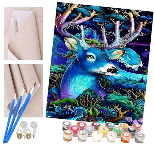Malen nach Zahlen Blauer Hirsch Erwachsene und Kinder DIY Ölgemälde Geschenk-Kits Geschenk vorgedruckte Leinwand Kunst Home Wandkunst Decoration Geschenk
