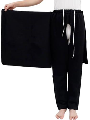Patient Care Trousers Incontinence Care Pants for Elderly Men Women Reusable Adaptive Apparel for Bedridden Patients (XX-Large,Black(Thin))