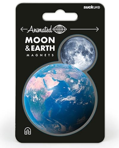 Suck UK Animated Moon & Earth Fridge Magnets | Fridge Magnets for Whiteboard | Magnet Planets for Solar System | Space Gifts, Science Gifts & Space Decorations