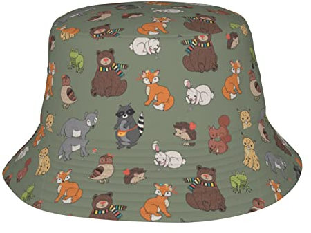 Angelhut Zoo-Nahtloses Muster Schwarz Eimerhut Flat Top Bucket Hat Faltbarer Bucket Hut Für Jugendliche, Damen, Sommer