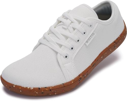 WHITIN Women's Wide Barefoot Shoes Minimalist Zero Drop Fashion Sneakers Wide Toe Box Size 9 Walking Athletic Road Running Lifting Flat Gym White Multi 40