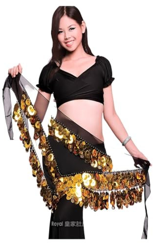 YNZUNMY Bauchtanz Hüfttuch,Bauchtanz,Bauchtanz Gürtel Bauchtanz Kostüm für Frauen Pailletten Bauch Tanzen Gürtel Quaste Hip Wrap Bellydance Gürtel Sexy Bauchtanz Hüfte Schal(Gold)