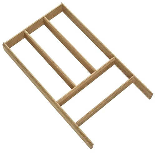 Orga-Box Individual Inserto per posate in bambù oliato (473 x 273 x 50 mm) Inserto multifunzionale per cassetti Sistema divisorio per cassetti con profondità interna di 473 mm