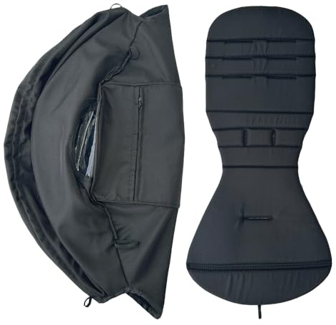 Colu Kid Toldo para cochecito y cojín de asiento compatible con Babyzen YOYO 2 y YOYO+, kit de repuesto de accesorios para cochecito, tela impermeable de doble capa (negro)