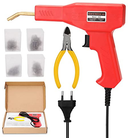 Soldadora de plástico, máquina de soldadura de plástico, engrapadora caliente 50W Kit de reparación de plástico, kit de reparación de parachoques para coche con alicates