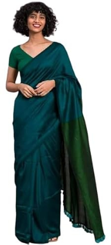 Women's Designer Soft 100% Pure Cotton Handloom Khadi Saree With Unstitched Blouse Piece. (multicolor)