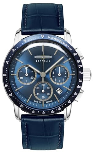 Zeppelin Herrenuhr Serie New York Chronograph mit Lederband 5 ATM 8878-3