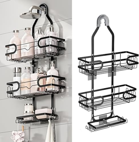 GZCZCC Duschablage zum Hängen Edelstahl Duschablage ohne Bohren Schwarz Badezimmer Organizer Badregal Duschregal ohne Bohren Shampoo Halterung für Dusche Rostfrei Duschkorb zum Hängen für Handtuch