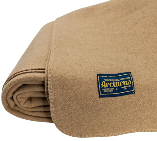 Arcturus Bighorn 100% Virgin Wool Blanket | Heirloom-Quality Wool Bedding for Home & Cabin | Warm, Thick & Durable (Queen Size, Flax)
