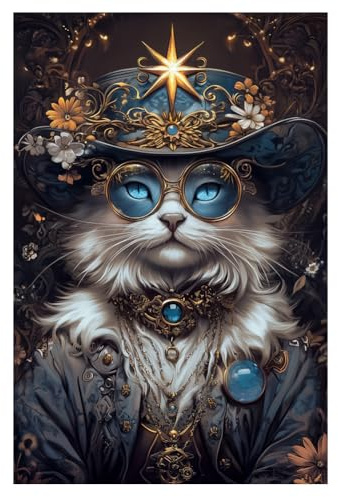 Peacoblue UV DTF Rub-On Transferfolie Möbel-Sticker Magische und edle Katze Muster 15x30cm, 3 Stk. Wasserfeste Deko-Transferaufkleber für Möbel Gläser Porzellan Wäscheschränke Kommoden | 3er Set UV DTF Transfersticker 15x30cm, Wasserfeste Dekorfolie für Möbel, Schubladen, Holz, Glas und Keramik