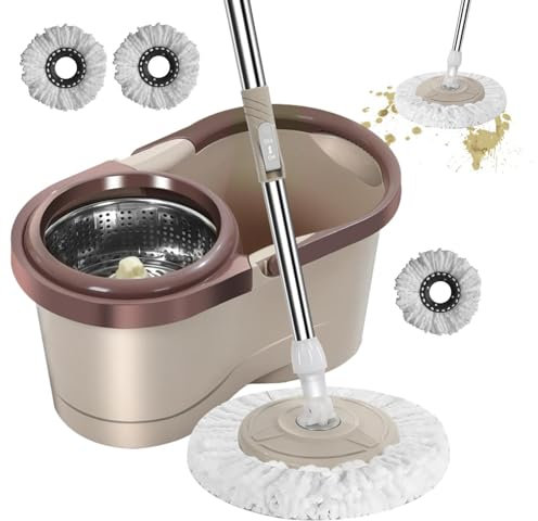 Générique - Vadrouille De Nettoyage Rotatif, Balai À Franges Et Seau Rotatif À 360° Pour Nettoyer Les Sols, Ensemble De Seaux À Balai Humide Avec Rotation Automatique Pour Le Nett