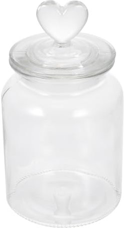 Cabilock Love Glass Honey Jar Airtight Food Storage Jar Kitchen Decor Storage Box